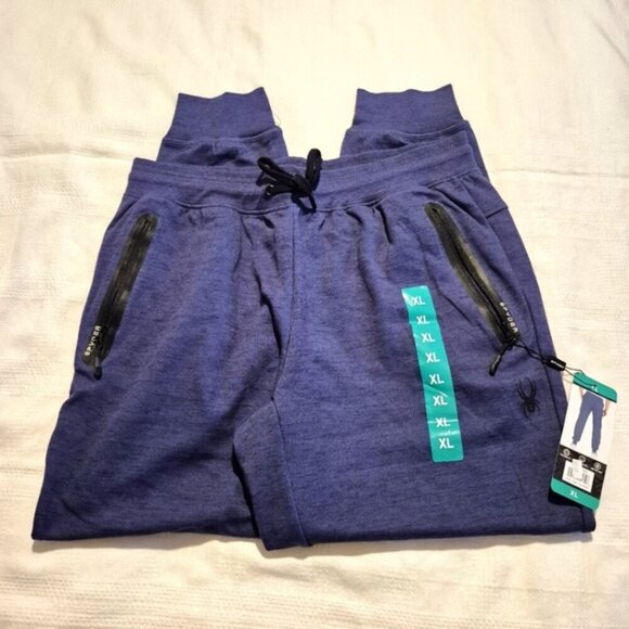Spyder Active men's size XL navy tapered leg reflective joggers, NWT - Picture 4 of 9